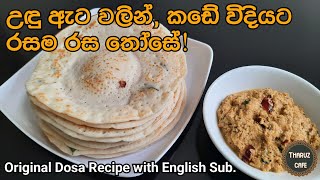 උඳු ඇට වලින් කඩේ විදියට රසට තෝසේ හදමු Dosa from Orid seeds RecipeEng SubTharuz CafeSri Lanka [upl. by Zetram]