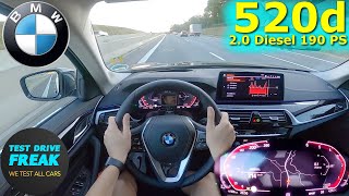 2023 BMW 520d Limousine Sedan 190 PS TOP SPEED AUTOBAHN DRIVE POV [upl. by Eikcir]