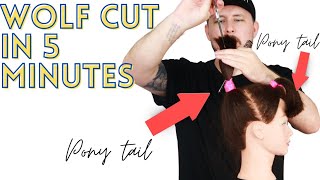 HOW TO CUT A WOLF CUT IN 5 MINUTES  TIKTOK HAIRCUT TREND  WOLF CUT TUTORIAL hair trends 2021 [upl. by Kacerek787]