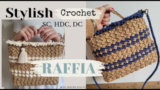 Crochet Raffia Summer BagRaffia Tote BagStylish Summer Bag Shoulder Bag [upl. by Nodnarg]