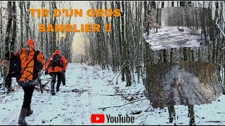 CHASSE DU GRAND GIBIERS DANS LA NEIGE  TIR DUN GROS SANGLIER [upl. by Ahsenet]