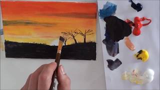 10MinutenMalerei Afrika für Anfänger  Acryl malen  Tutorial [upl. by Yenalem]