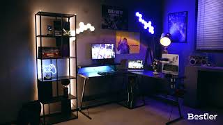 Bestier LShaped Gaming Desk with LED Light Great for Gaming Setups [upl. by Ihteerp955]