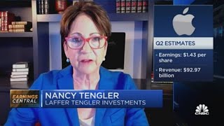 The story for Apples earnings is phones and services says Nancy Tengler [upl. by Ardnoek]