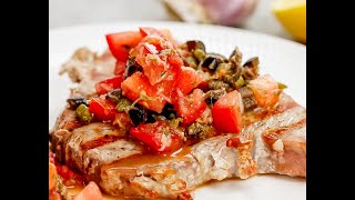 Making Grilled Tuna with Puttanesca Sauce [upl. by Marala331]