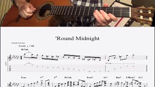 Round Midnight  Tab Solo Jazz Guitar [upl. by Adal]