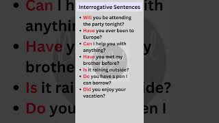 Interrogative Sentences  English Grammar  Learn English shorts [upl. by Bore357]