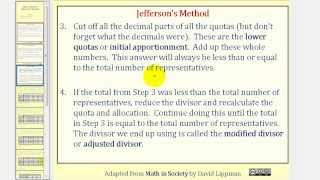 Apportionment Jeffersons Method [upl. by Otes]