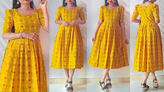 Casual wear cotton kurti dress cutting amp stitching just 10 minutes  Ikat dress stitching  kannada [upl. by Leafar132]