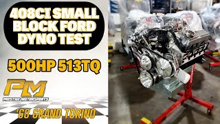 500HP Drop In Ready 408 Windsor Dyno Testing for Kens 68 Grand Torino at Prestige Motorsports [upl. by Arihay]