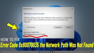 Fix Error Code 0x80070035 the network path was not found windows 1110  How To fix 0x80070035 Error [upl. by Arri]