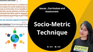 Socio Metric Technique  issues Curriculum and Assessment [upl. by Alvis468]