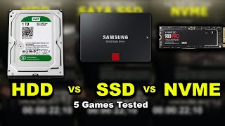 HDD VS SATA SSD VS NVME SSD  Game Loading Times  5 Games Tested 2022 [upl. by Duma]