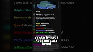 What Is the TANKs Value in Roblox Jailbreak Trading [upl. by Ethelda981]