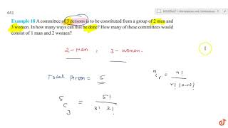 A committee of 3 persons is to be constituted from a group of 2 men and 3 women In how many way [upl. by Vinay]