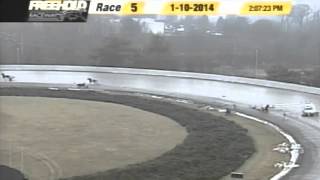 Accident at Freehold Raceway track involving horses and a pace car [upl. by Hoffer355]