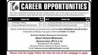 Government Holdings Pvt Ltd Islamabad Jobs 2024 September October GHPL Apply Online Latest [upl. by Ennaillij]