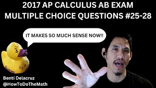 2017 AP Calculus AB Exam Multiple Choice Questions 2528 [upl. by Grose]