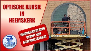 Optische illusie in Heemskerk muurschildering Gerrit van Assendelftstraat 4k [upl. by Ynaffet]