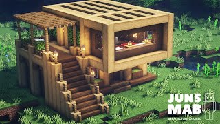 Minecraft How to Build a Wooden House  Easy Survival House Tutorial 123 [upl. by Warthman878]