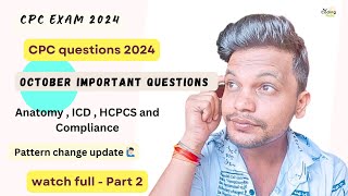 CPC exam 2024 ll October month question ll Part 2 cpc cpcexam aapc medicalcoding cpt icd [upl. by Guthrie93]