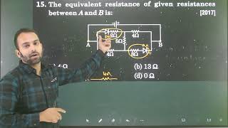 Q15 Semiconductor Electronics  The equivalent resistance of given resistances between A and B is [upl. by Nylirad]