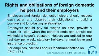 Rights and obligation of foreign domestic helpers and their employers [upl. by Elisa]