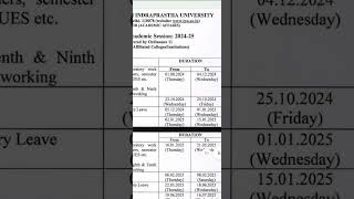 Academic calendar session 202425 GGSIPU affiliated colleges important information [upl. by Kumler322]