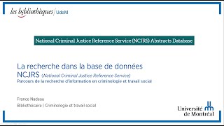 La recherche dans la base de données NCJRS [upl. by Eillime]