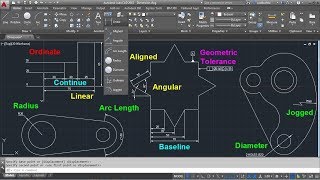 How to Dimension in AutoCAD  Linear Aligned Angular Radius Ordinate Jogged Tolerance [upl. by Leifer791]