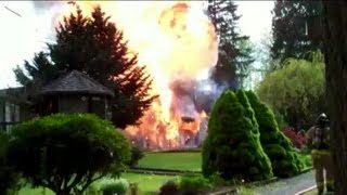 Garage Fire with Propane Tank Explosion Bleve [upl. by Ahsikram730]