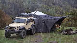 This CAR TENT is perfect for RAIN and STORM  Solo Camping ASMR [upl. by Nilekcaj]