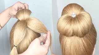 Beautiful flower bun for wedding hairstyle  new flower bun for wedding or partyeasyhairstyle [upl. by Ardnohsal713]