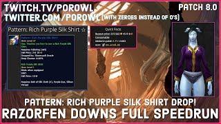 WoW Gold Farm  Razorfen Downs Full Speed Run  Pattern Rich Purple Silk Shirt Drop  Patch 80 [upl. by Codi]