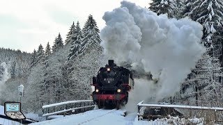 Weihnachtsdampf im Erzgebirge 🔹 Nostalgie auf der Schiene in bergiger Schneelandschaft [upl. by Nodnnarb561]