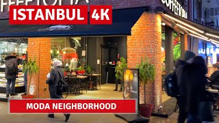 Istanbul 2022 18 Feb Night Kadikoy Moda Walking Tour4k UHD 60fps [upl. by Merari]