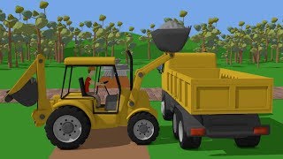 Truck and Mini Excavator with Hydraulic Hammer  Street and Construction Vehicles for Baby [upl. by Olaf]