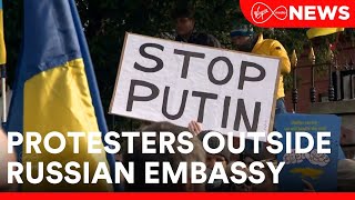 Hundreds gathered outside the Russian Embassy in Dublin protesting the invasion of Ukraine [upl. by Nimzay110]