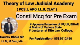 Imp Mcq of consti for pre exam  Theory of Law Judicial Academy By Adv Gaurav Bhola is live [upl. by Buller]