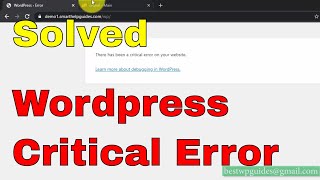 How to fix Wordpress critical error There has been a critical error on your website [upl. by Tikna]