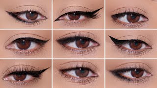 How To 9 Different Eyeliner Styles on HOODED EYES  Easy Beginner Friendly Tutorial [upl. by Reames]