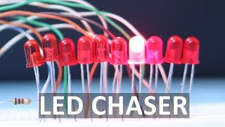 LED Chaser Circuit Using 4017 and 555 IC Breadboard Tutorial  Electronics [upl. by Leyla906]