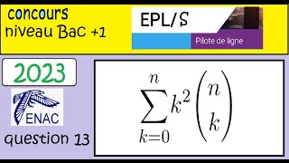 prépaConcours EPLS école élève pilote de ligne  sujet corrigé maths 2023 Q13 ENAC [upl. by Adnarim293]