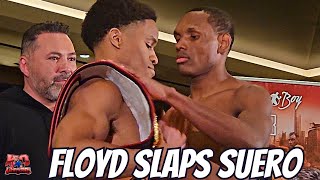 ⚠️FLOYD SLAPS SUERO⚠️ Floyd quotKid Austinquot Schofield gets heated in weigh ins vs Esteuri Suero [upl. by Doti545]