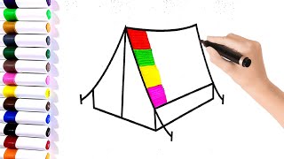 Drawing and Colouring a Tent ⛺ [upl. by Anawak]