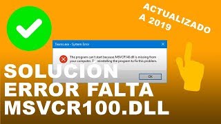 ✅ SOLUCIÓN Falta MSVCR100dll en el equipo en Windows 10 7 y 8 FUNCIONA 100  2019 [upl. by Elocim]