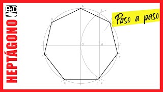 Como dibujar un Heptágono Inscrito en una Circunferencia dado el Radio Polígonos Regulares [upl. by Dustan]