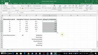 Deskriptiv statistik i Excel  Diskret observationssæt [upl. by Trudnak]