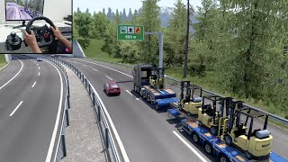 Scania Truck  Transporting Forklifts 11t  Logitech G29 Steering wheel  Euro Truck Simulator 2 [upl. by Thomson]