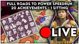 EVERY ROADS TO POWER ACHIEVEMENT SPEEDRUN 2nd ATTEMPT  Crusader Kings 3 Roads to Power Live [upl. by Kutzenco]